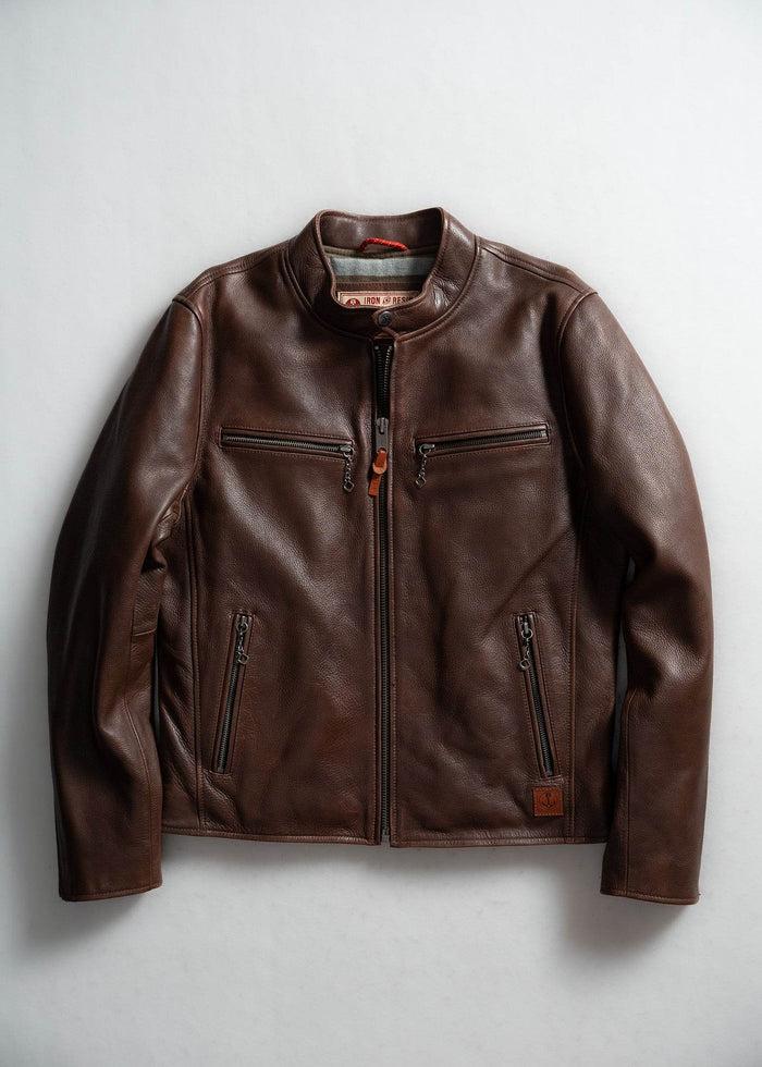 iron and resin Bryce Cow Leather Jacket Dark Cognac