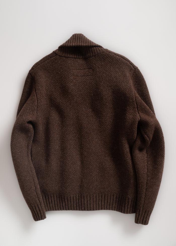 Iron And Resin Cabin Shawl Collar Sweater Heather Brown