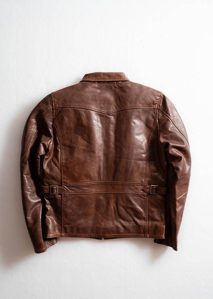 Iron And Resin Gambler Cow Leather Jacket Dark Cognac