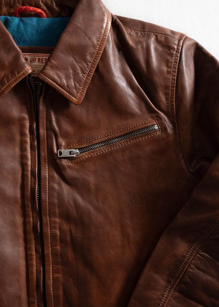 Iron And Resin Gambler Cow Leather Jacket Dark Cognac