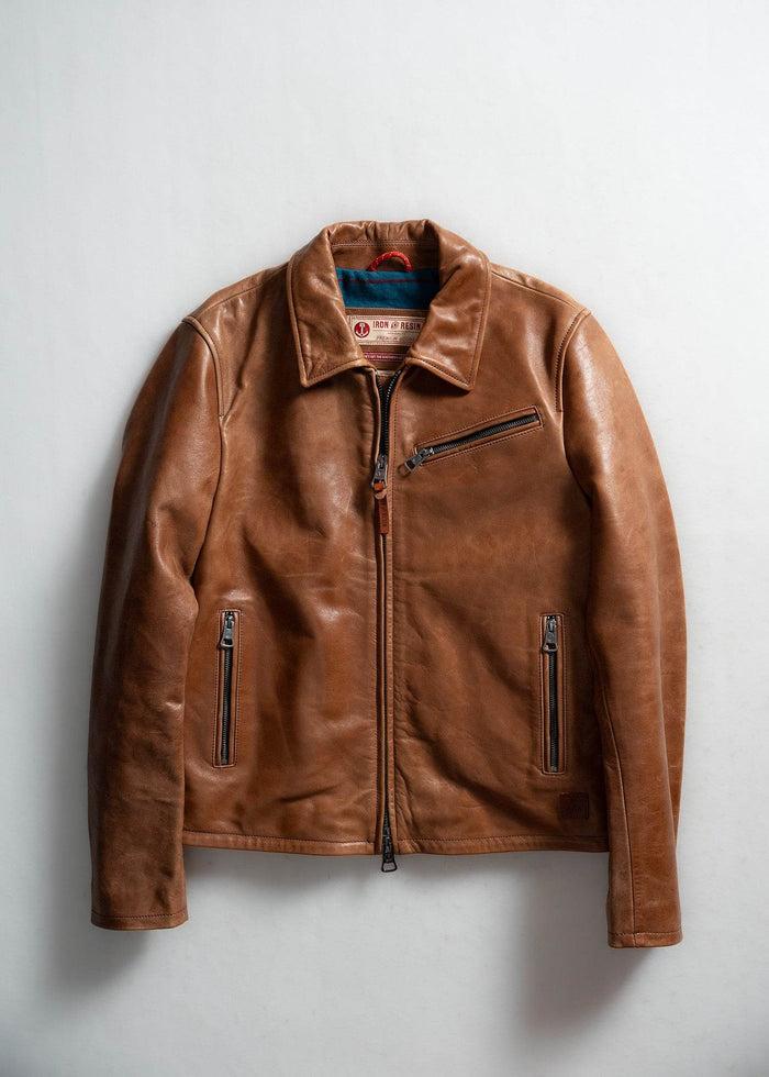 iron and resin Gambler Horse Leather Jacket Cognac