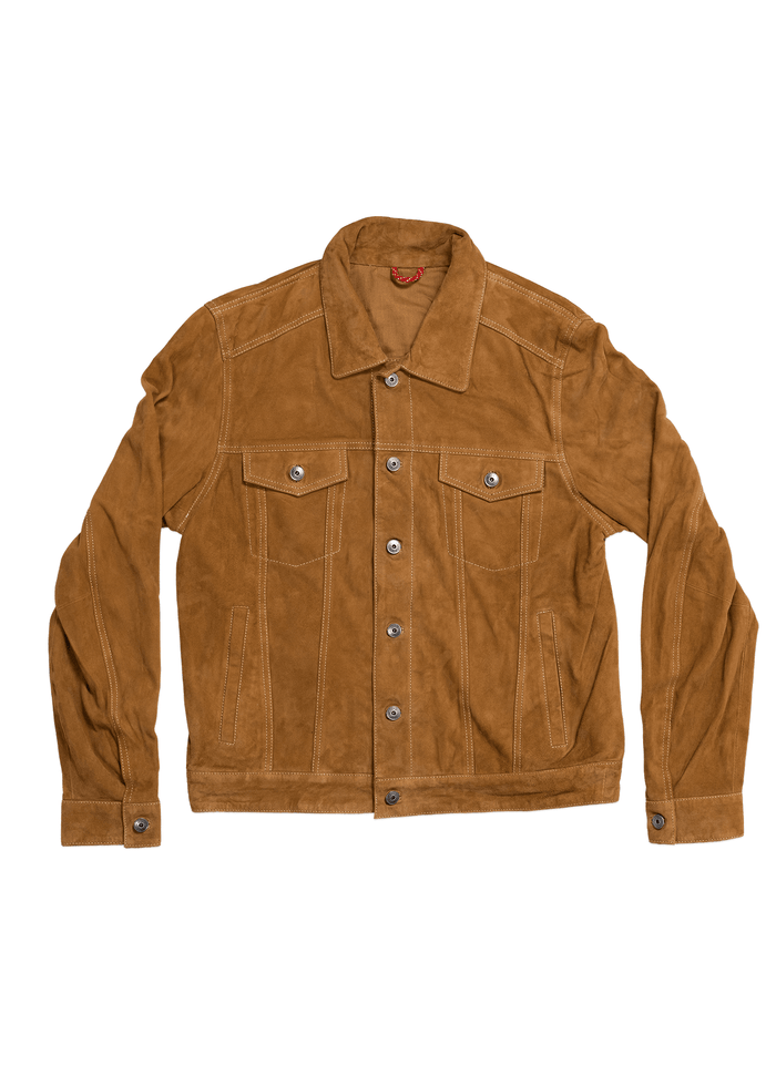 iron and resin Highwayman Goat Suede Jacket Cognac