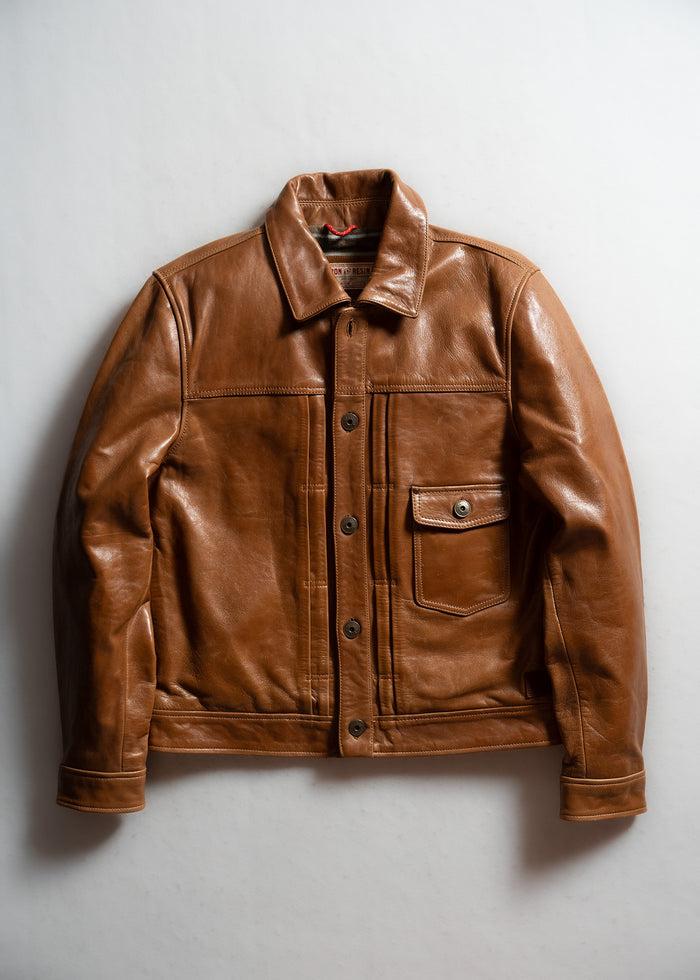 iron and resin Rancho Horse Leather Jacket Cognac