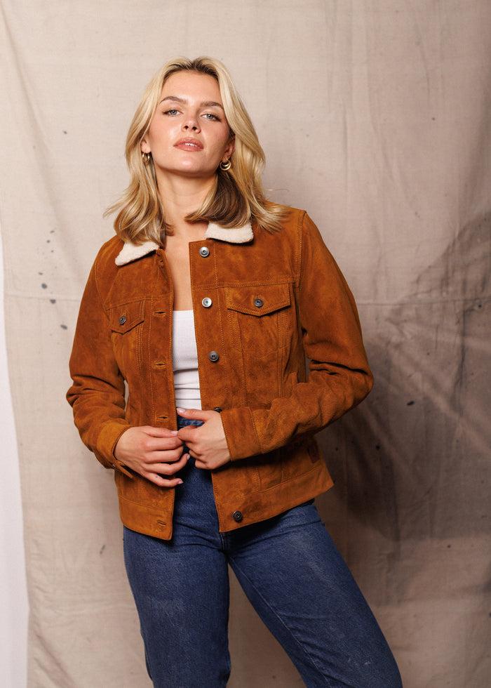 iron and resin Womens Open Road Jacket Cognac