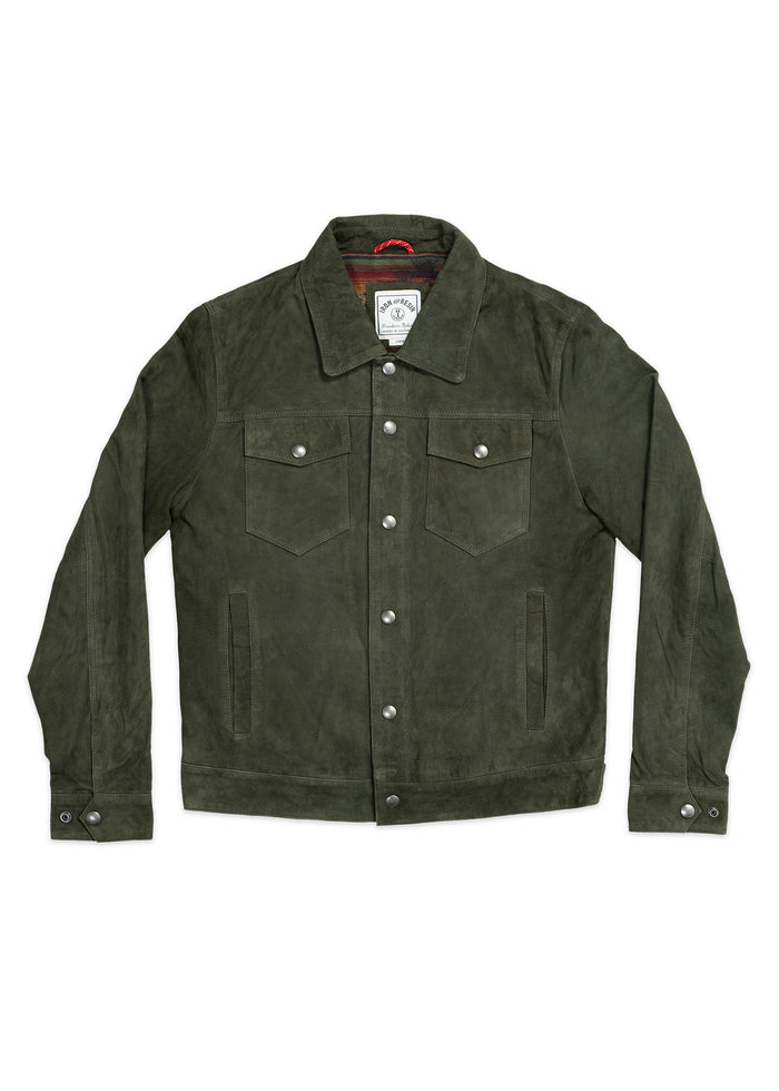 iron and resin Ojai Goat Suede Jacket Ponderosa Green