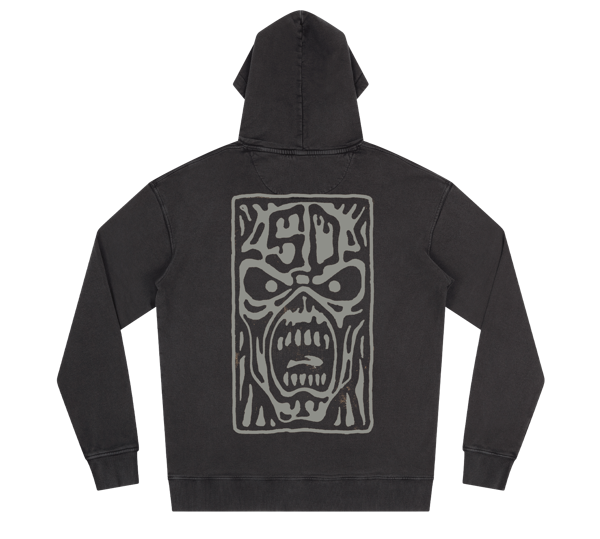 Iron Maiden 50th Logo Stamp Stonewashed Black Pullover Hoodie