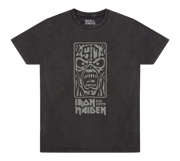 iron maiden 50th Logo Stamp Stonewashed Black Tee