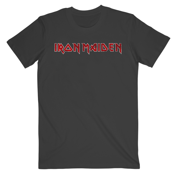 iron maiden Distressed Logo Black T-Shirt