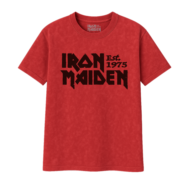 iron maiden Est. 1975 Logo Vintage Red Tee