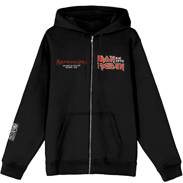 iron maiden Run For Your Lives 2025 Tour Zip Hoodie