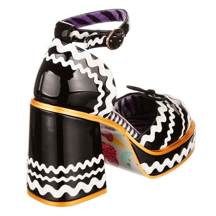 Irregular Choice Black And White 70s Platform Block Heeled Shoes | Sugar Cookie