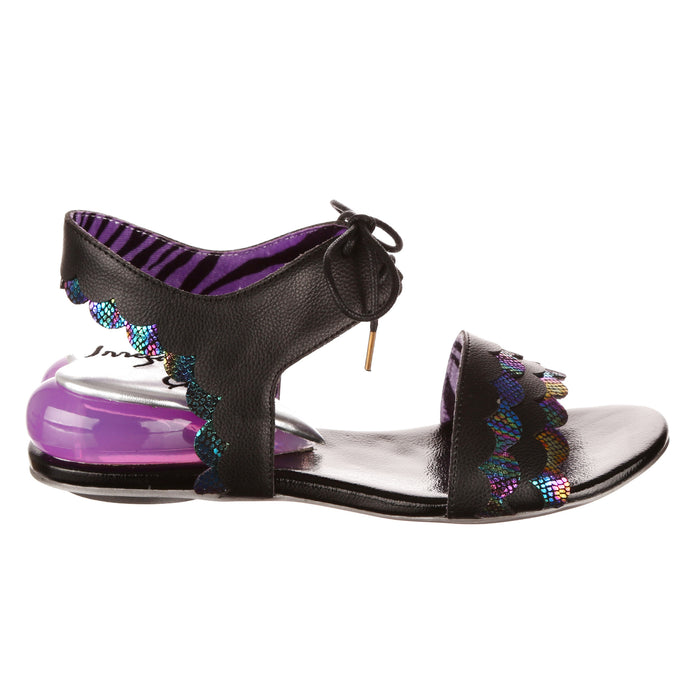 Irregular Choice Black Ankle Tie Love Heart Low Heel Summer Sandals | Brave Heart