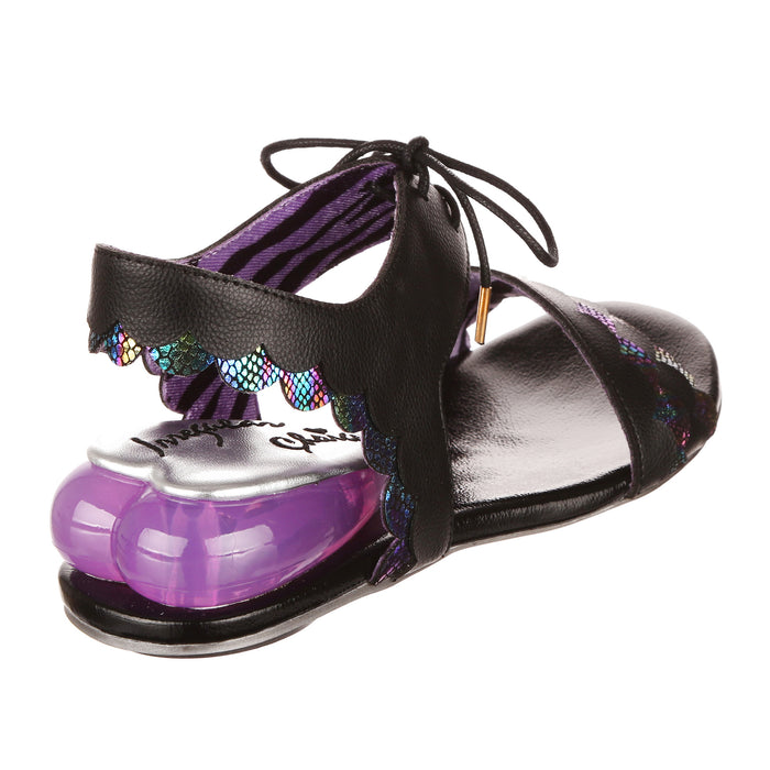 Irregular Choice Black Ankle Tie Love Heart Low Heel Summer Sandals | Brave Heart