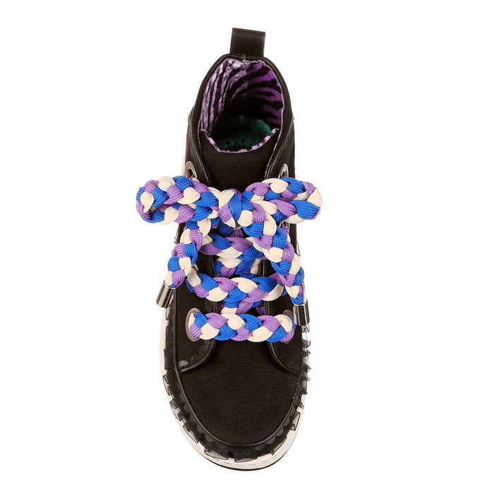 Irregular Choice Black Chunky Lace High Top Patterned Trainers | Magic Cupcake