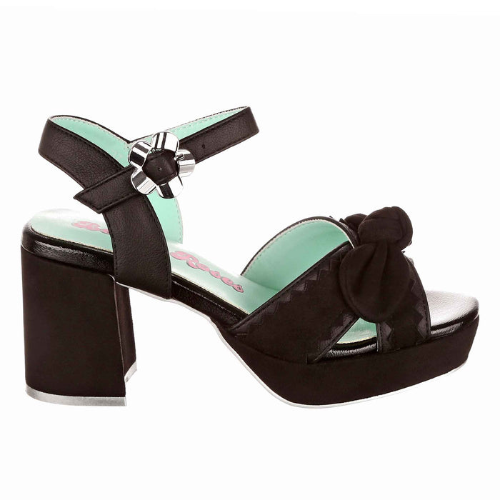 Irregular Choice Black Classic 70s Strappy Block Heel Sandals | Summer Stroll