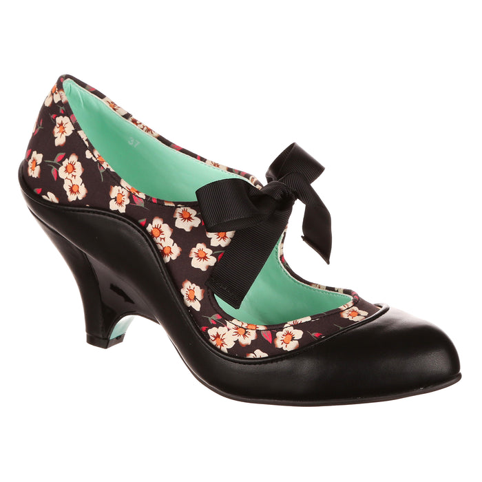 irregular choice Black Mary-Jane Curved Heel Vintage Lace-Up Heels | Looking Lovely