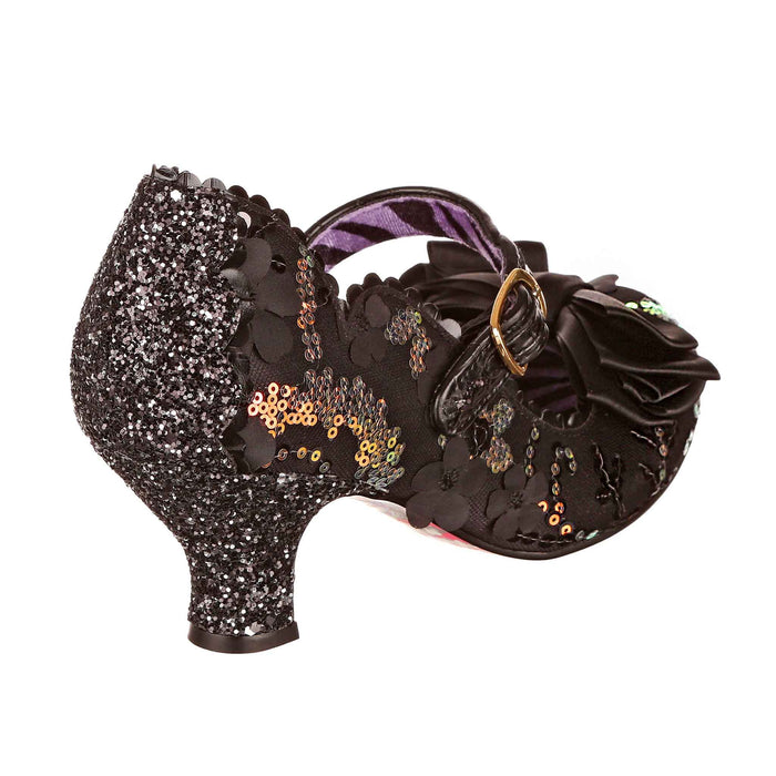 Irregular Choice Black Ornate Sequin Mary Jane Low Heeled Occasion Shoes | Summer Breeze