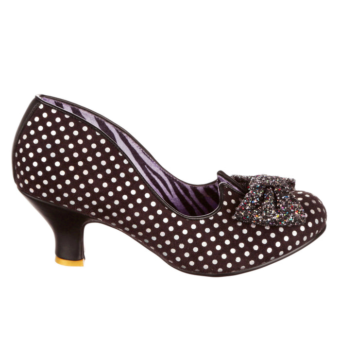 Irregular Choice Black Polka Dot Retro Rockabilly Mid Heel Shoes | Dazzling Diva