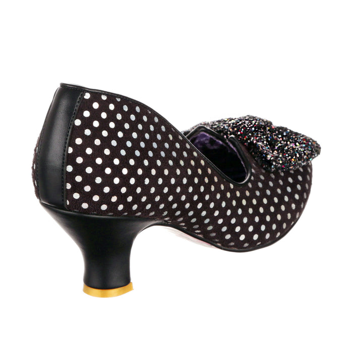 Irregular Choice Black Polka Dot Retro Rockabilly Mid Heel Shoes | Dazzling Diva