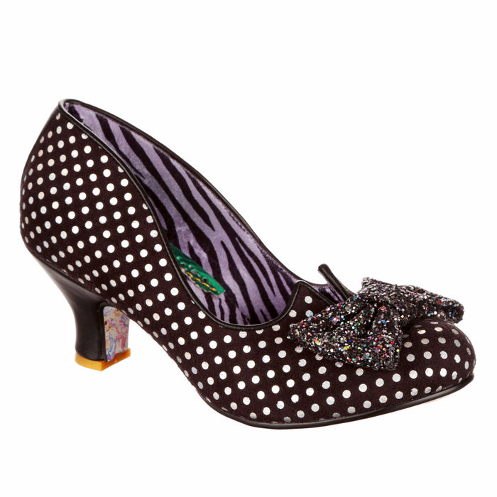 irregular choice Black Polka Dot Retro Rockabilly Mid Heel Shoes | Dazzling Diva