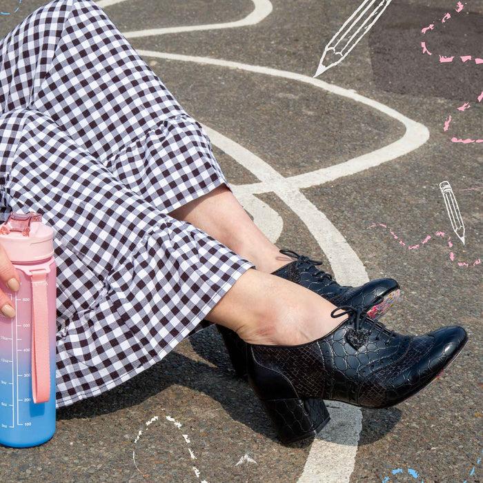 Irregular Choice Black Preppy Smart Girly Oxford Lace Up Heels | Clara Bow