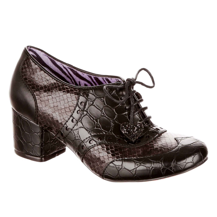 irregular choice Black Preppy Smart Girly Oxford Lace Up Heels | Clara Bow