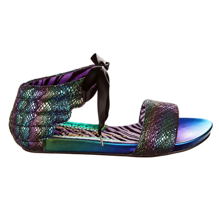 Irregular Choice Black Rainbow Ankle Tie Flat Open Toe Sandals | Winging It