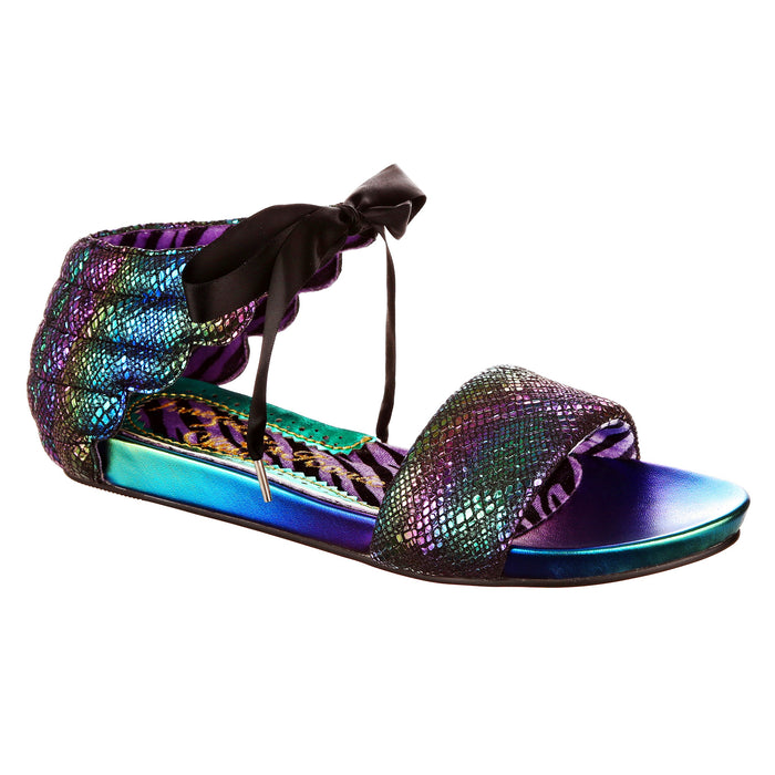 irregular choice Black Rainbow Ankle Tie Flat Open Toe Sandals | Winging It