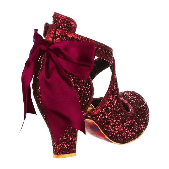 Irregular Choice Burgundy Red Cross Strap High Heel Fancy Shoes | Pomp It Up