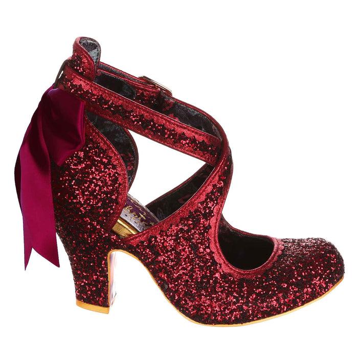 Irregular Choice Burgundy Red Cross Strap High Heel Fancy Shoes | Pomp It Up