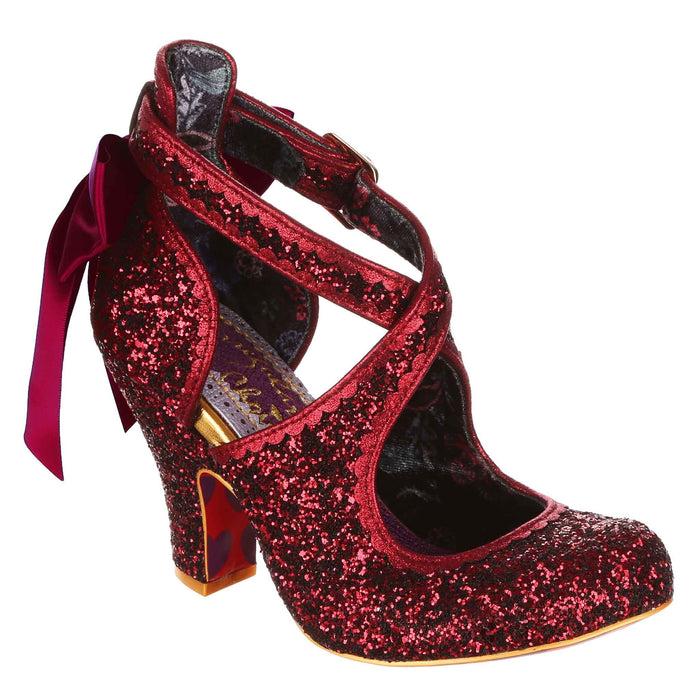 irregular choice Burgundy Red Cross Strap High Heel Fancy Shoes | Pomp It Up