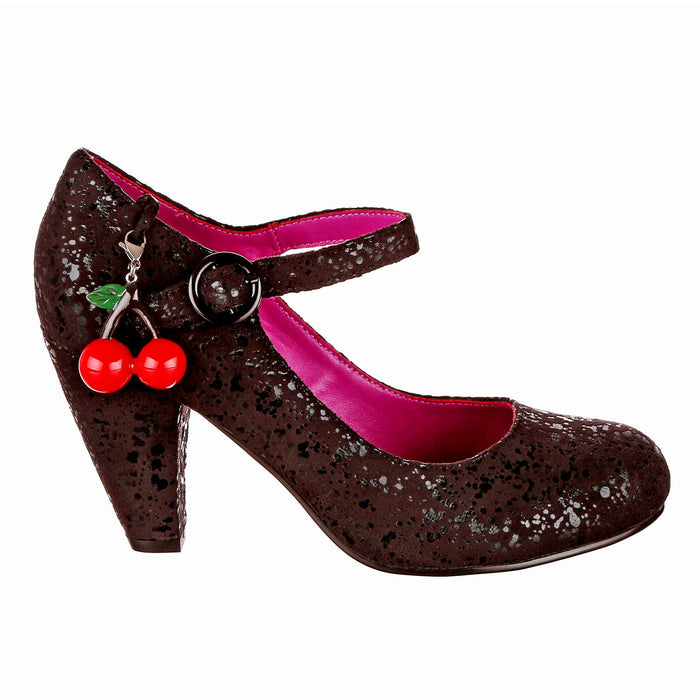 Irregular Choice Cherry Champ | High Heeled Black Fleck Pin Up Style Shoes | Irregular Choice