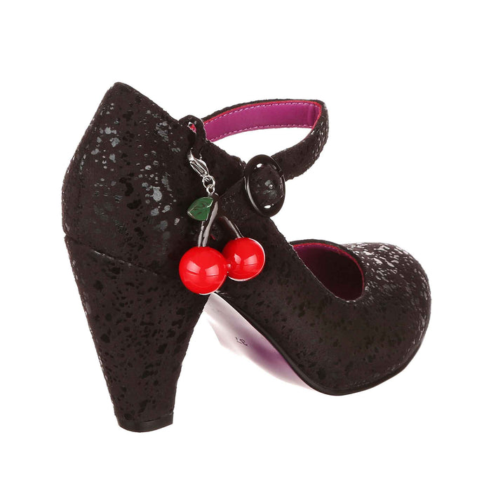 Irregular Choice Cherry Champ | High Heeled Black Fleck Pin Up Style Shoes | Irregular Choice