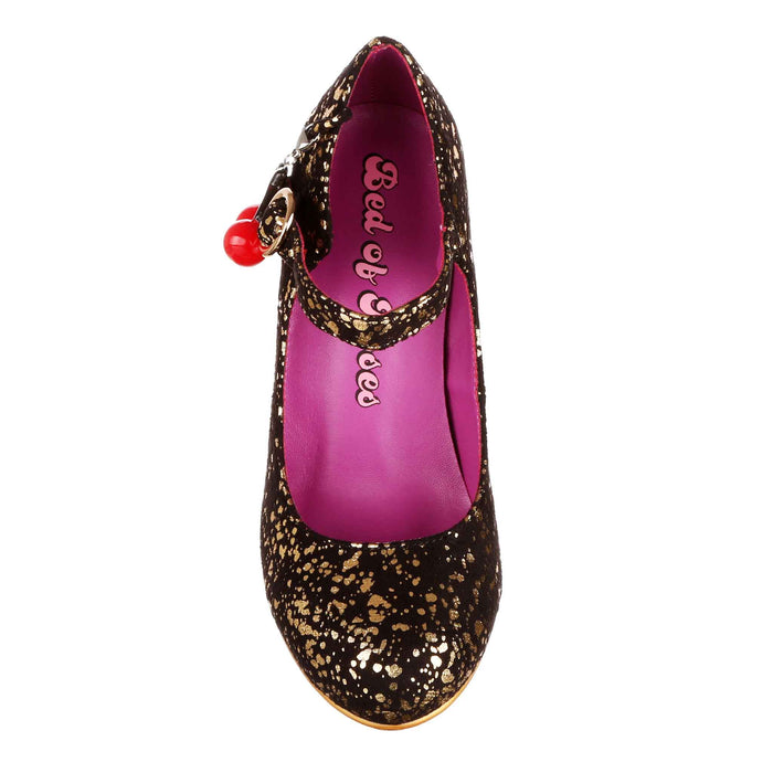 Irregular Choice Cherry Champ | High Heeled Gold Black Fleck Vintage Style Shoes | Irregular Choice