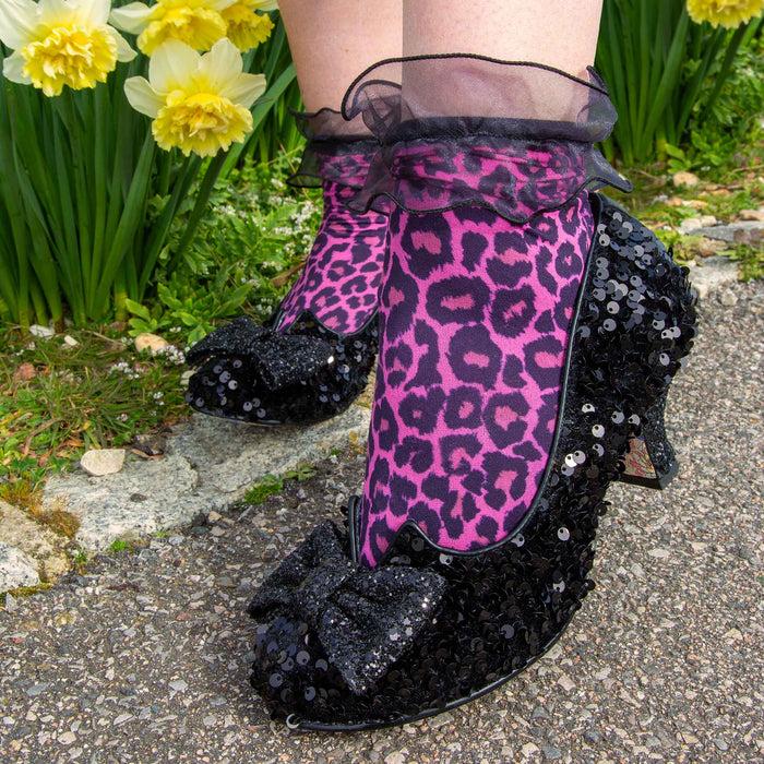 Irregular Choice Dazzling Diva | Black Sequin Low Mid Heel Slip On Shoes | Irregular Choice