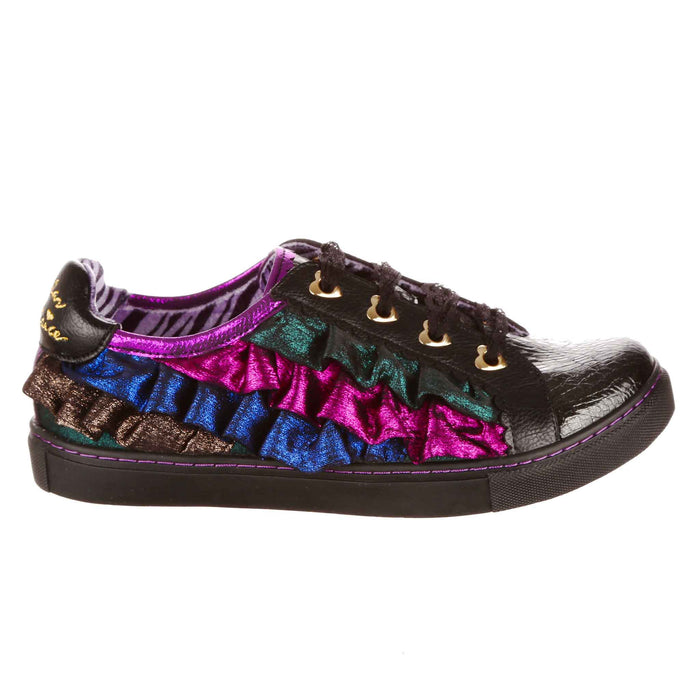 Irregular Choice Frilly Casual Dark Metallic Trainers | Hot Like Honey