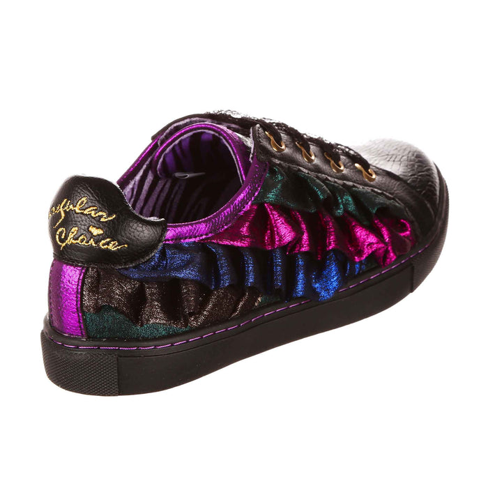 Irregular Choice Frilly Casual Dark Metallic Trainers | Hot Like Honey