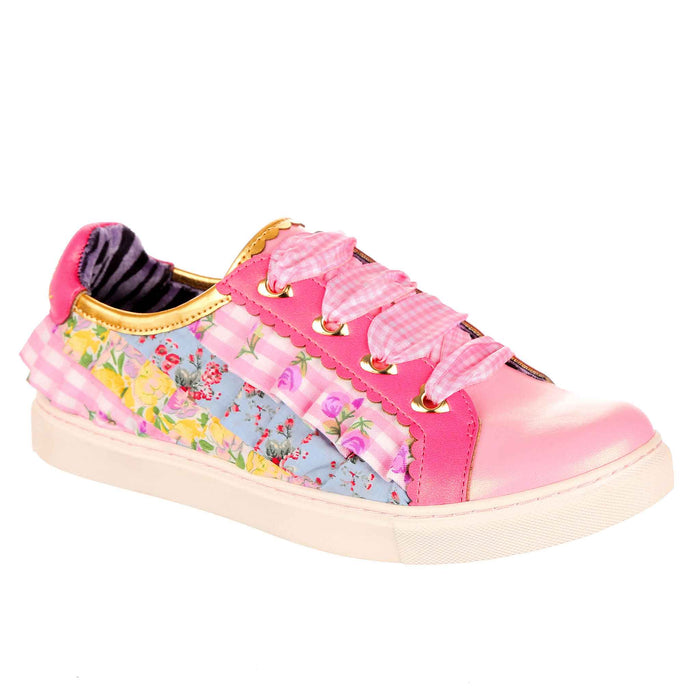 irregular choice Frilly Casual Floral Cottagecore Trainers | Hot Like Honey
