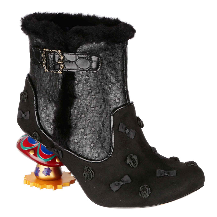 Irregular Choice Irregular Choice Black Ankle Boot With Mushroom Concept Heel | Mushroom Meadow