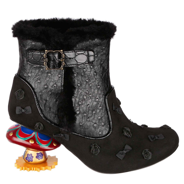 irregular choice Irregular Choice Black Ankle Boot With Mushroom Concept Heel | Mushroom Meadow
