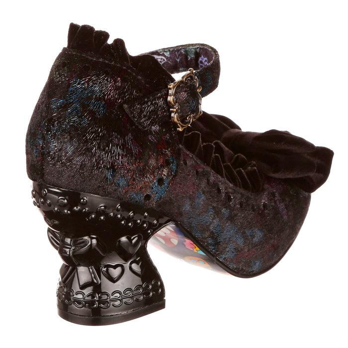 Irregular Choice Irregular Choice Black Baroque Gothic Mid Heel Shoes With Buckle Fastened Ankle Strap | Ruff Em Up