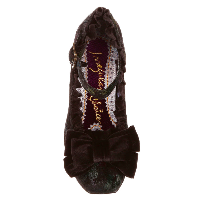 Irregular Choice Irregular Choice Black Baroque Gothic Mid Heel Shoes With Buckle Fastened Ankle Strap | Ruff Em Up