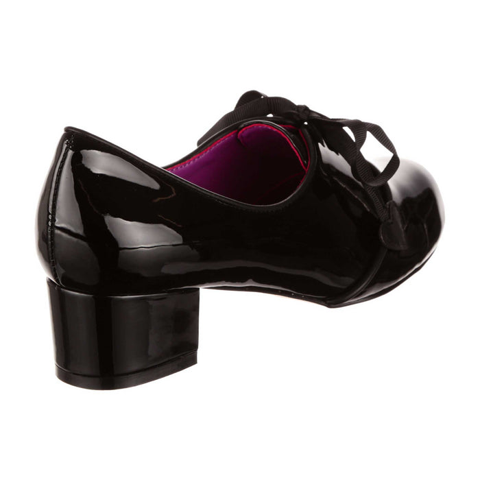 Irregular Choice Irregular Choice Black Patent Shiny Low Block Heel Lace Up Smart Shoes | Dear Dolly