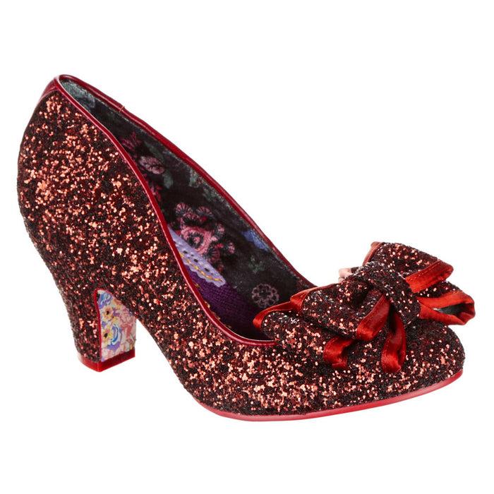 irregular choice Irregular Choice Copper Red Brown Glitter Slip On Mid Heels | Lady Ban Joe