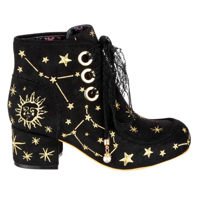 Irregular Choice Irregular Choice Galaxy Embroidered Black Lace Up Ankle Boots With Zodiac Constellations | Alpha Centauri