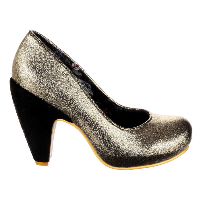 Irregular Choice Irregular Choice Gold Round Toe Platform High Heel Shoes | In For The Thrill