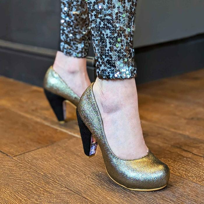 Irregular Choice Irregular Choice Gold Round Toe Platform High Heel Shoes | In For The Thrill
