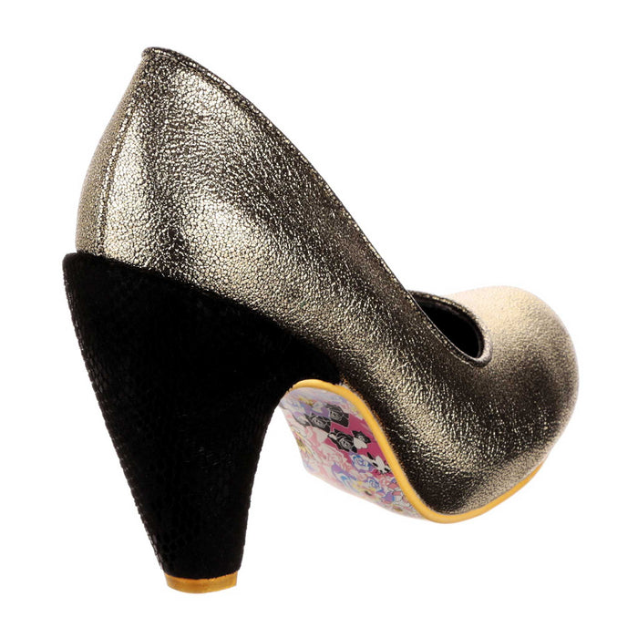 Irregular Choice Irregular Choice Gold Round Toe Platform High Heel Shoes | In For The Thrill