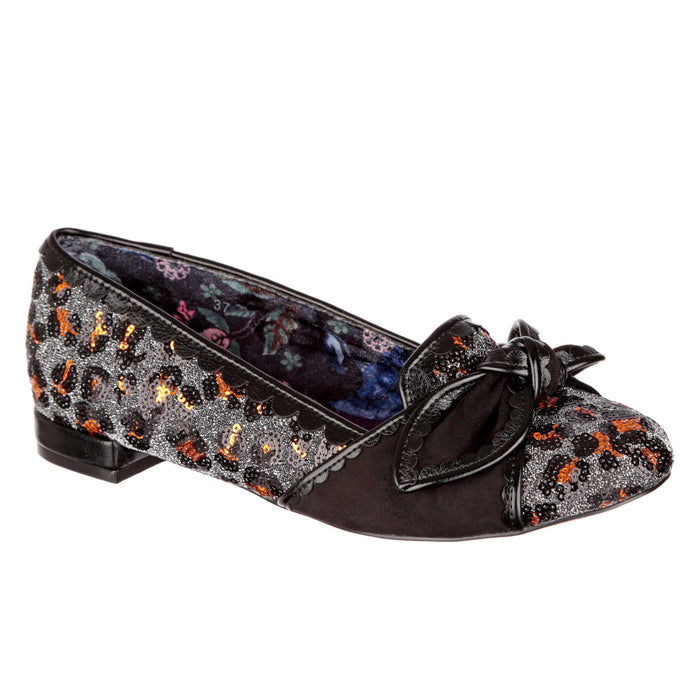 Irregular Choice Irregular Choice Leopard Sequin Sparkle Slip On Ballet Flat Pumps Party Shoes | Tendu