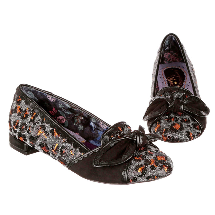 irregular choice Irregular Choice Leopard Sequin Sparkle Slip On Ballet Flat Pumps Party Shoes | Tendu